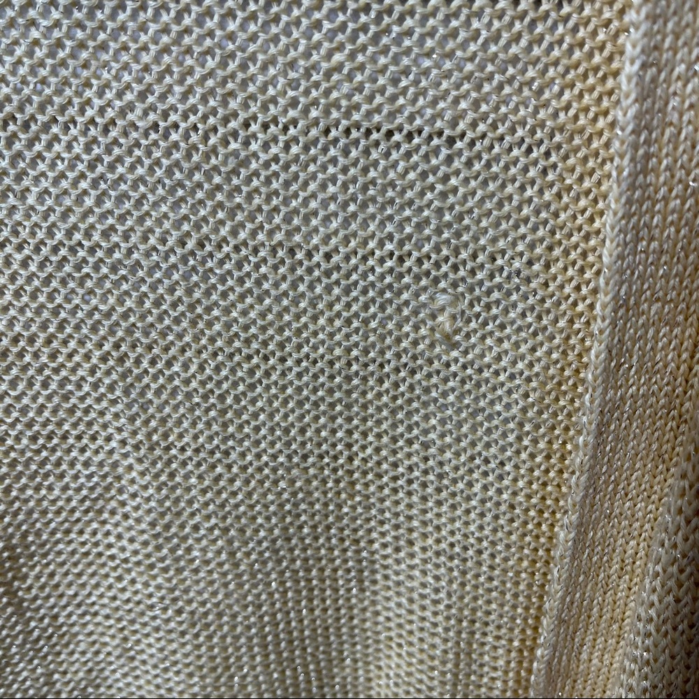 Chico’s Loose Knit Yellow Short Sleeve Cardigan, Size 1 - Picture 11 of 11